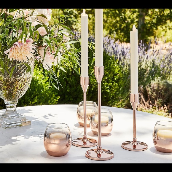 S/3 Néw Pottery Barn ML Marlowe Rose Gold Tapers